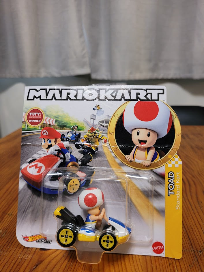 Mario Kart Hot Wheels Toad Standard Kart in 1/64 Scale Die Cast