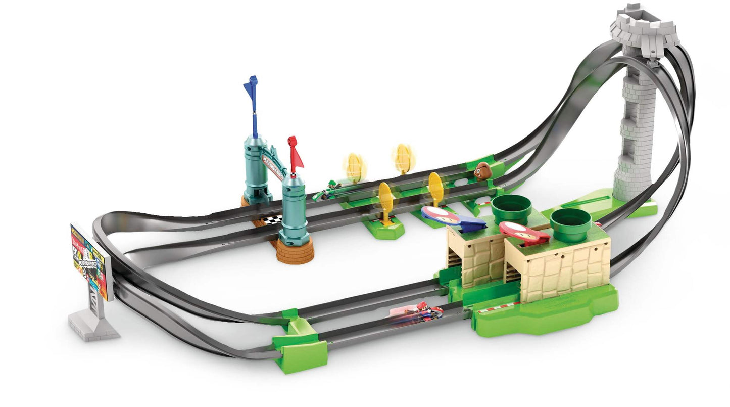 Hot Wheels Mario Kart Circuit Lite Launch & Race Stunt Car Track Playset (Ages 5+)