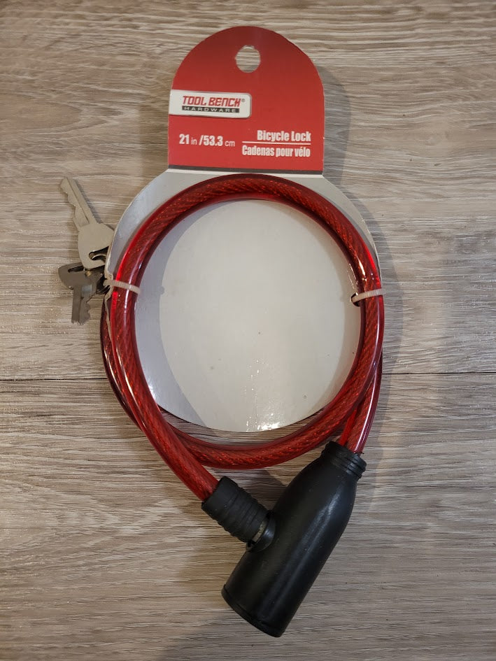 Tool Bench Hardware 21 inch Keyed Cable Bicycle Lock