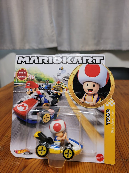 Mario Kart Hot Wheels Toad Standard Kart in 1/64 Scale Die Cast