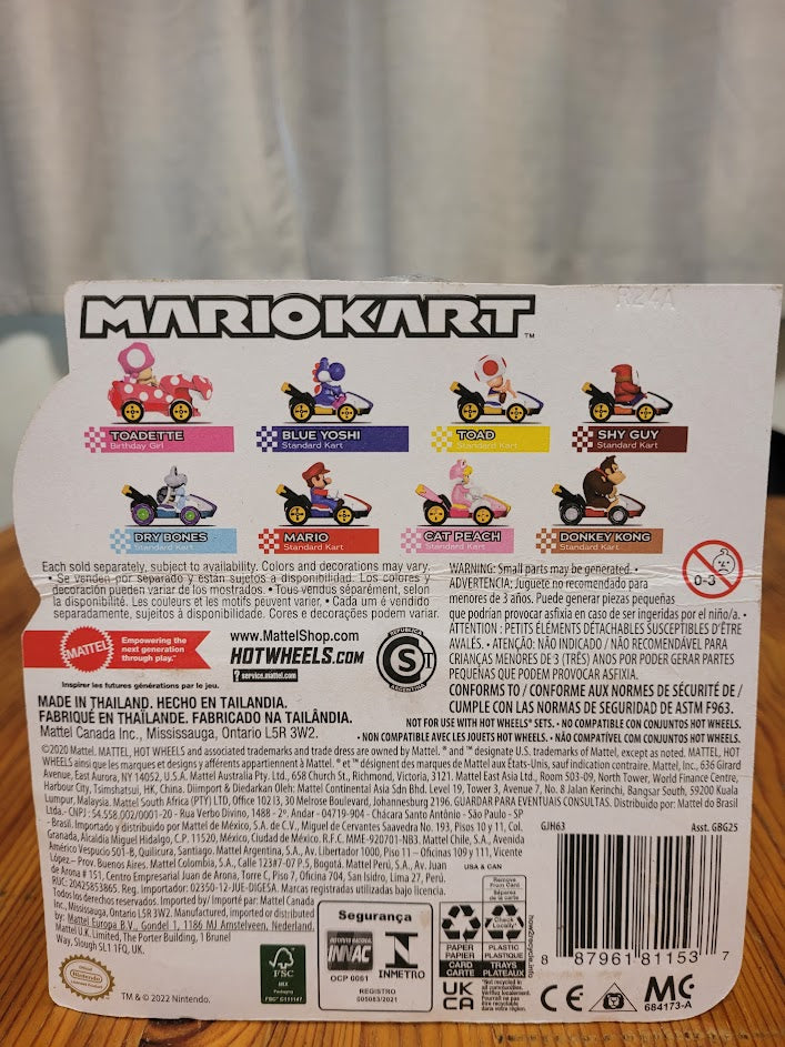 Mario Kart Hot Wheels Princess Peach Standard Kart in 1/64 Scale Die Cast