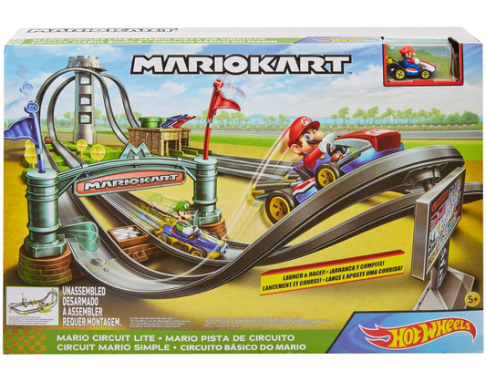 Hot Wheels Mario Kart Circuit Lite Launch & Race Stunt Car Track Playset (Ages 5+)