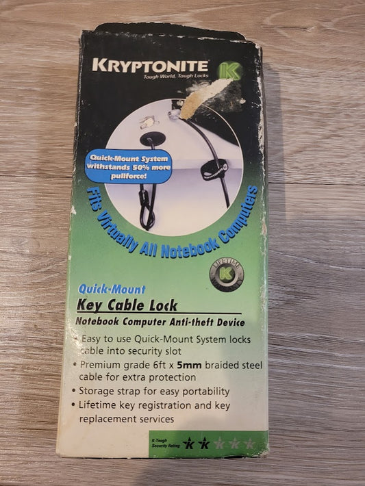 Kryptonite Quick-Mount Key Cable Lock for Laptop Computers