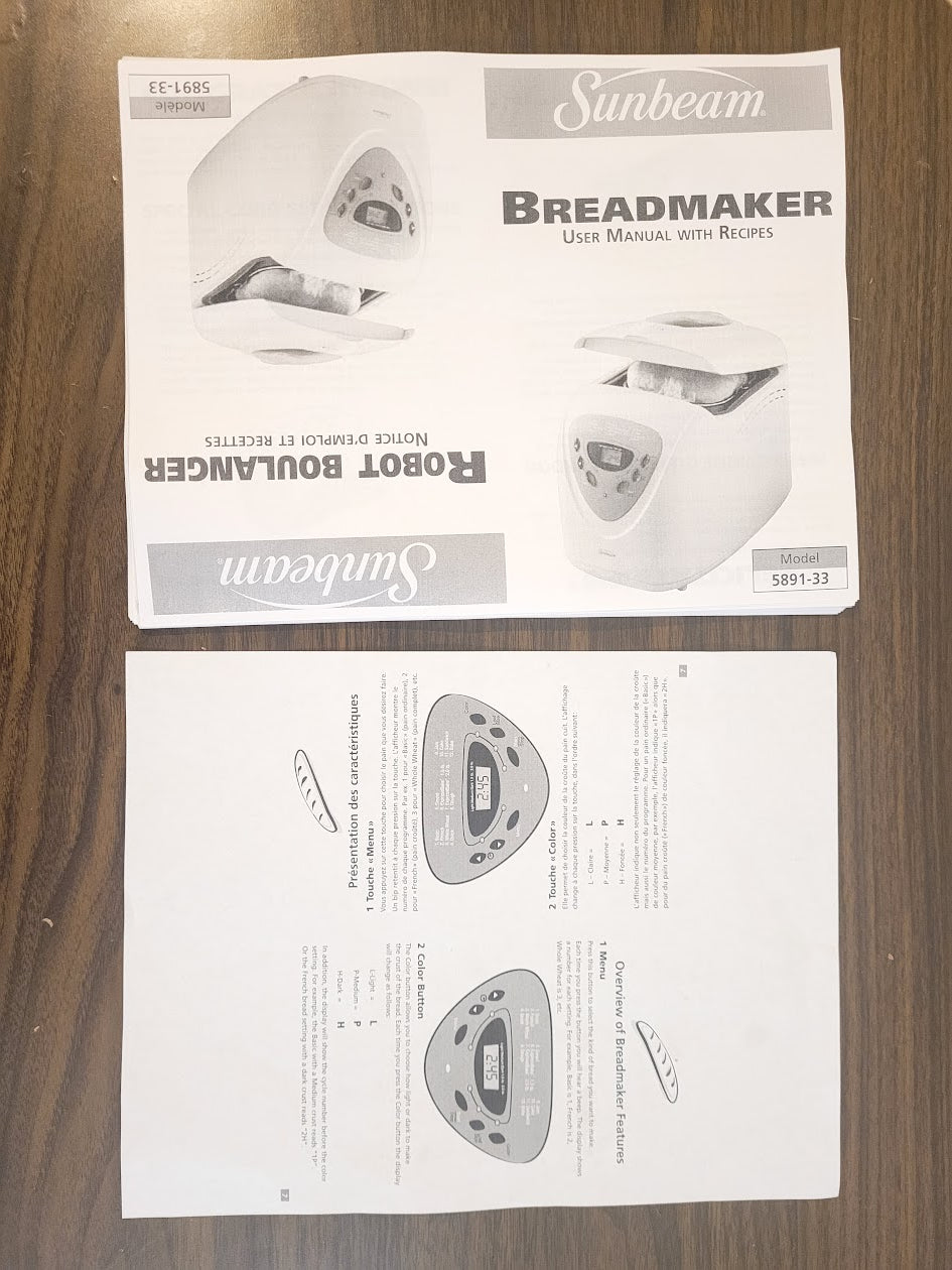 Sunbeam 2lb Capacity Bread Maker 5891-33 (Used)